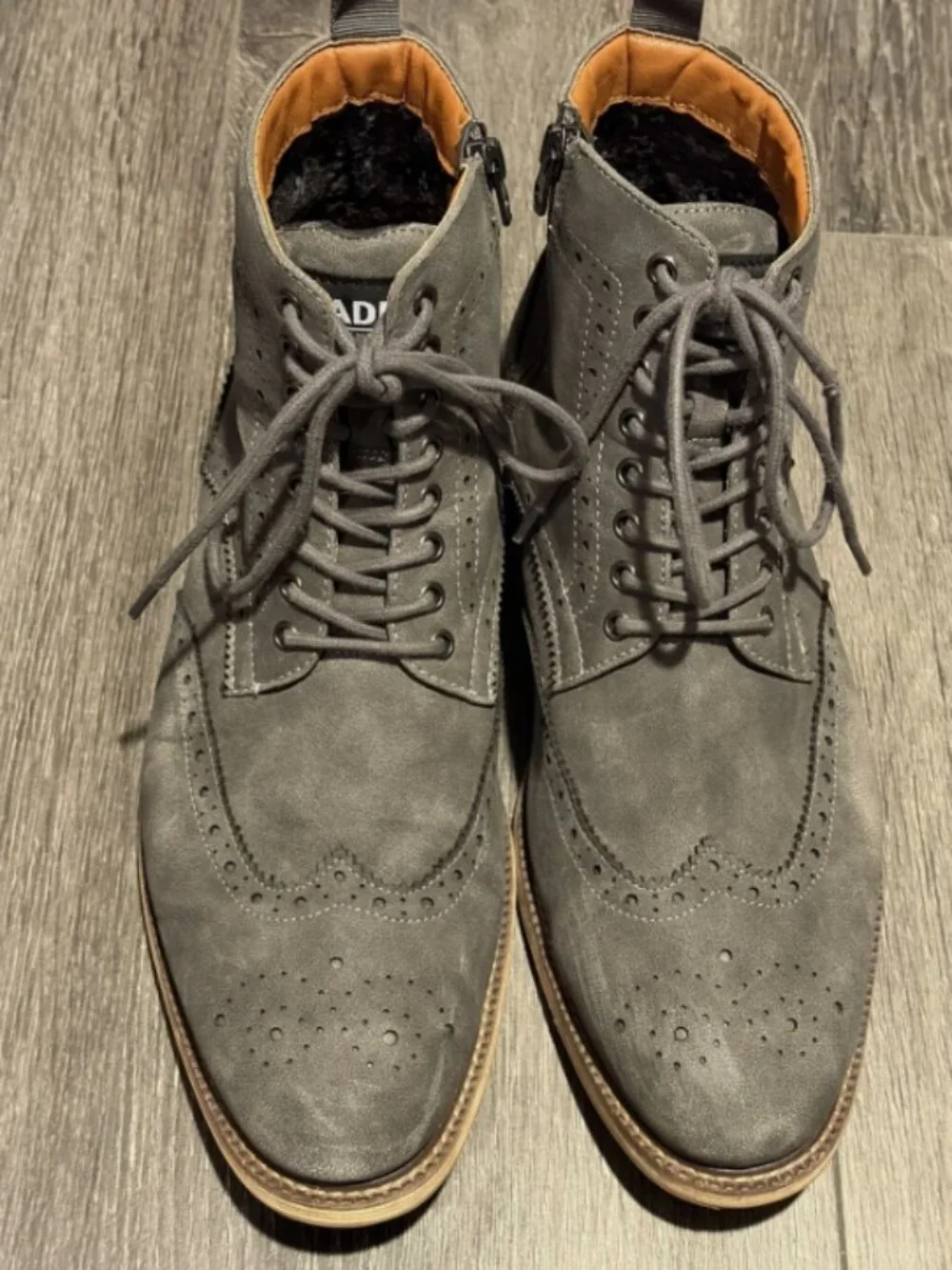 MADDEN by Steve Madden Men's Size 11 Gray Wingtip Brogue Zip up Combat Boots